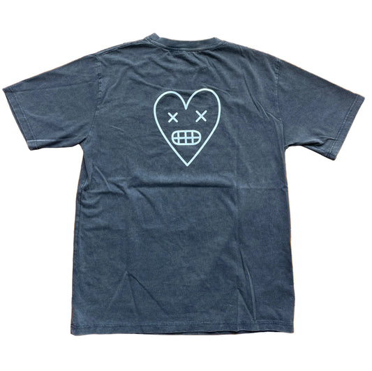 Cœur, T-shirt épais gris délavé