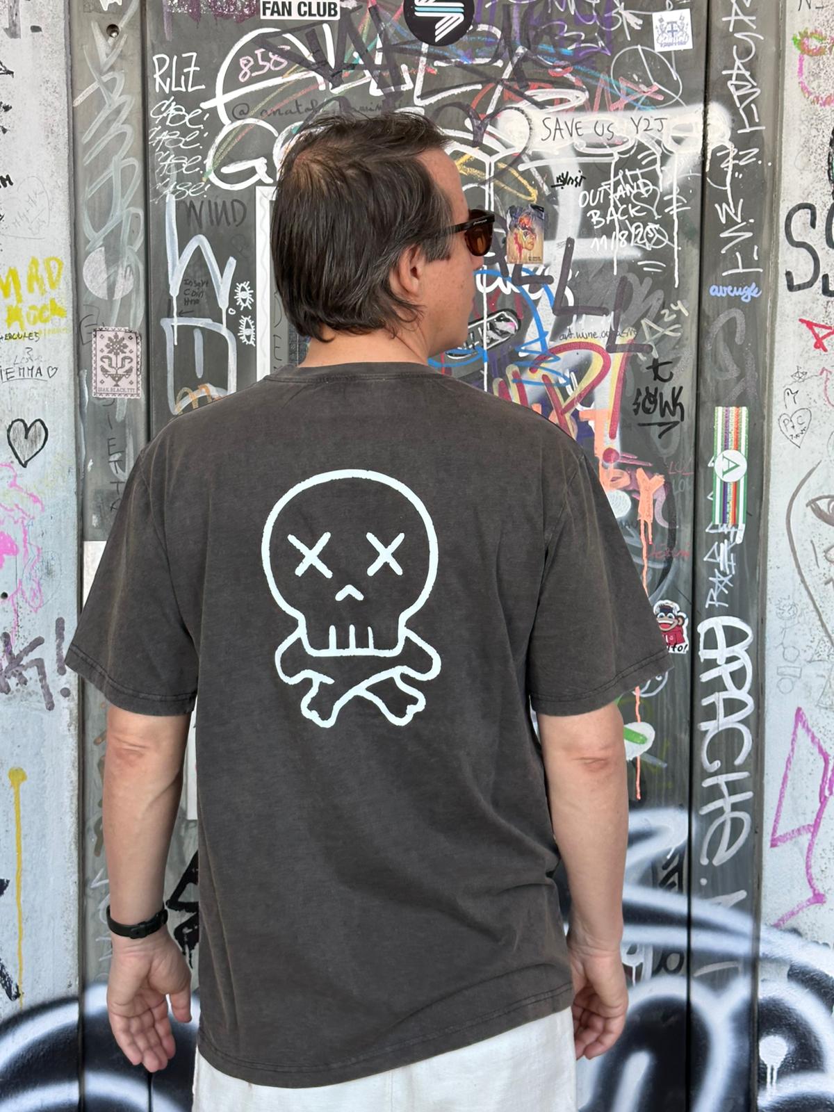 Skull, Heavy weight T-shirt washed grey